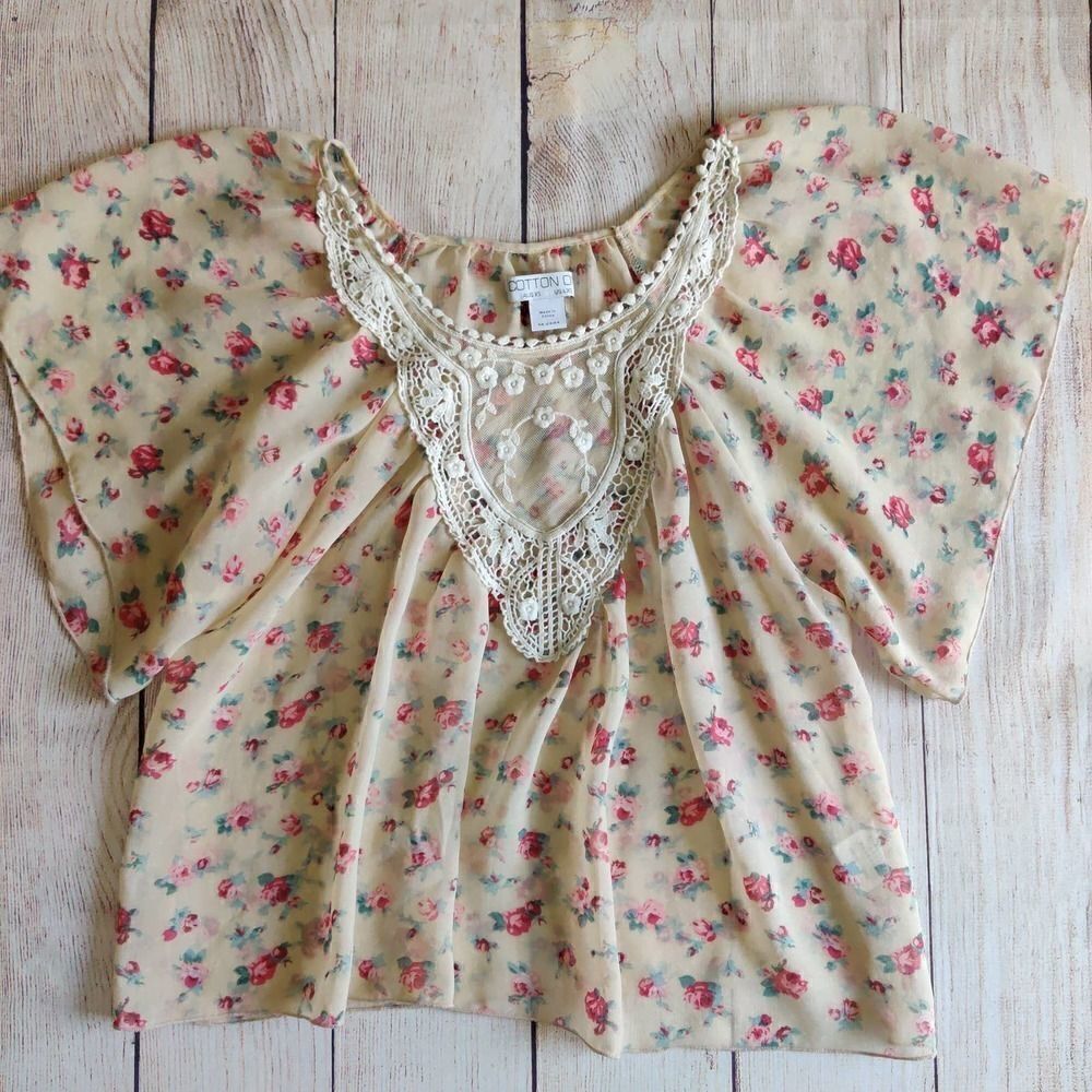 Cotton On flowy sheer floral blouse sz XS - Picture 3 of 11
